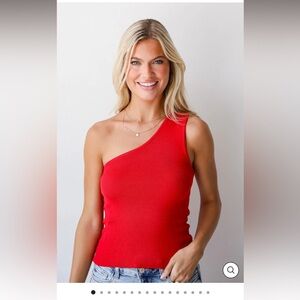 Red one shoulder tank